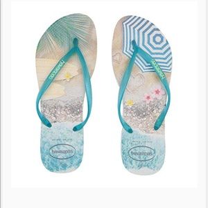 NWT HAVAIANAS Women  Slim Paisage Flip Flop Sandals Size 11/12